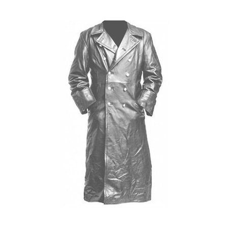 Herrar Läder Trenchcoat Full Längd Vintage Konstläderjacka