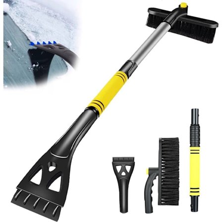 Uttrekkbar isskrape med snøbørste med 360° roterende hode 2-i-1 isskrape Bilvinduskrape Snøskrape Vindusskrape Uttrekkbar bilsnø
