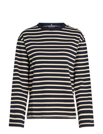 Tommy Hilfiger Rlx Gold Btn Stripe C-Nk Ls Marinblå