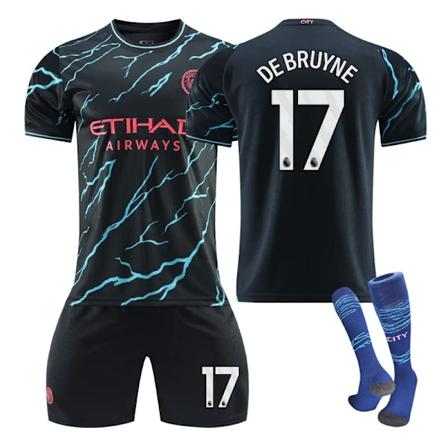 23-24 Manchester City Toinen Vieraspaita Nro 9 Harland Paidan 17 De Bruyne 47 Foden Jalkapalloasu NO.17 DEBRUYNE NO.17 DEBRUYNE 28 NO.17 DEBRUYNE 28