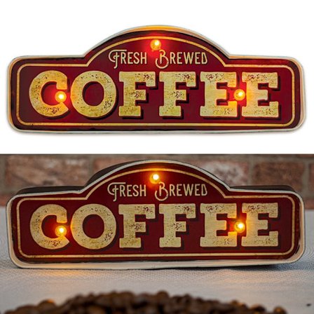 RETRO Metallskylt LED Fresh Brewed Kaffe Forever Light