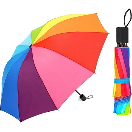 Regnbågsfärgat paraply, hopfällbart regnbågsparaply, litet och färgglatt, 10 färger