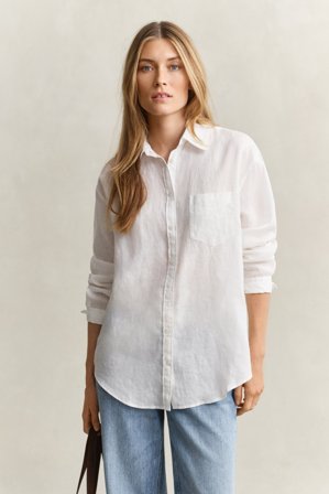 GANT Damen Relaxed Fit Leinen Bluse (42) Weiß
