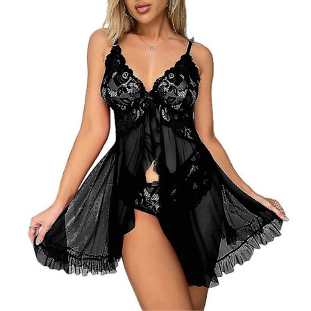 Naisten pitsiröyhelöinen alusvaate Nukkemekko Yöpaita Yöpuku