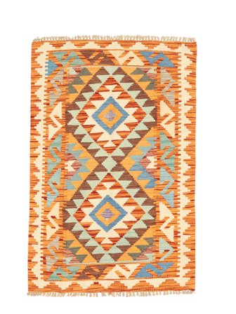Tessuto A Mano Kilim Afghan Old Style Tappeto 83X125 Di Lana Arancione/Marrone Piccolo