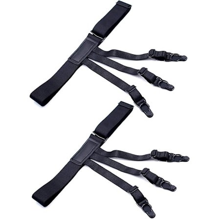 Herrar 2-delad skjorta och strumpa klämmor justerbar längd svart