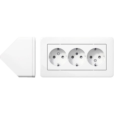 Schneider Electric Exxact WDE008290 Hörnbox med 3-vägs uttag, jordat, Strömbrytare & vägguttag