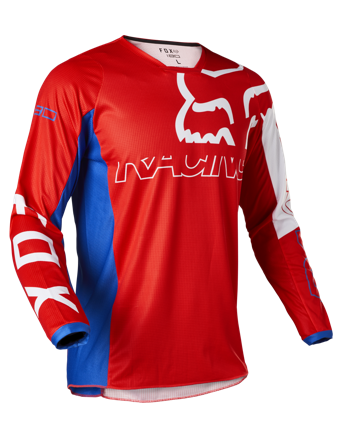 Maglia Cross Fox Racing 180 Skew Bianco-Rosso-Blu M