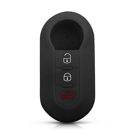 Silikone 3 knappers bilnøgleetui Fiat Sort