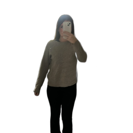 Beige stickad tröja med rund hals