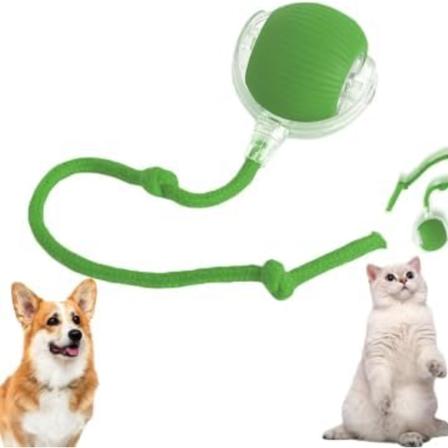 Chewie Rullende Ball, Interaktiv Katt Leke, Interaktiv Hundeball med LED-lys, 360° Automatisk Roterende Leke for Katter og Hunder (【Med Ledning】Grønn)