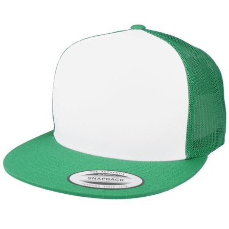 Yupoong - Grön trucker Keps - Classic White/Green A-Frame Trucker Snapback @ Hatstore