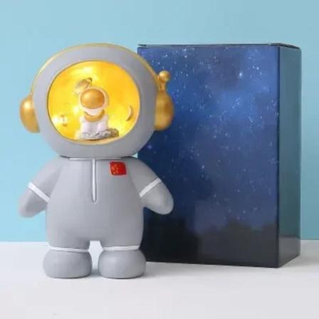 Hemdekoration Present Kreativ Astronaut Nattlampa Spargris Resin Cartoon Anime Rymdman Mynt Sedlar Spargris grey