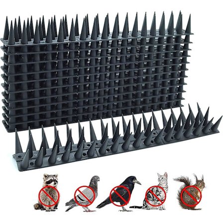 Svarte Fuglepigger 12-pakning med 4 meters dekning - Avskrekkende for duer, katter og spurver på vinduskarmer og tak