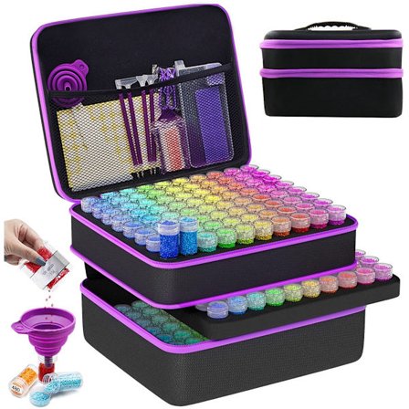 Diamantmålningsförvaringslåda 240 Burk XXL Sorteringsfodral Lila