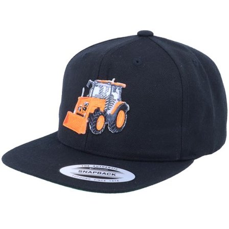 Kiddo Cap - Svart snapback Keps - Kids Orange Tractor Black Snapback @ Hatstore