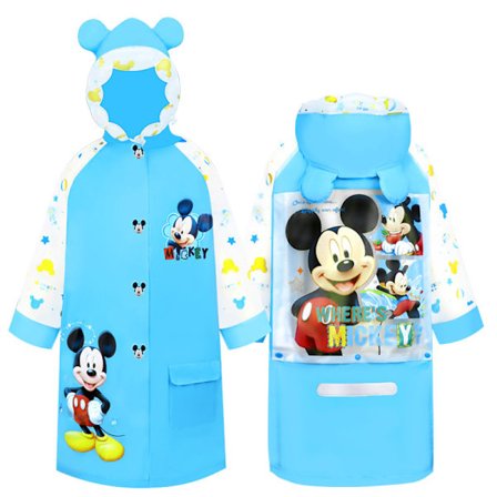 Huppu sadetakki PVC Piirretty Vedenpitävä Tuulenpitävä Sadetakki Suurella Lipalla Lapsille Sininen Hiiri XL