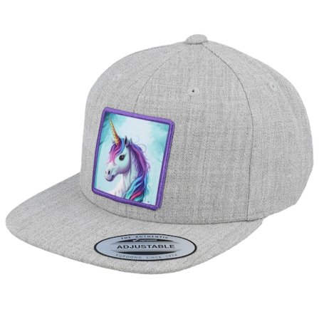 Unicorns - Harmaa snapback Lippis - Kids Purple Unicorn Heather Grey Snapback @ Hatstore
