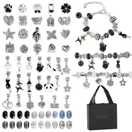 Jul Adventskalender Pandora Armband Makroporösa Pärlor DIY Barnarmband Handgjort DIY Smyckestillverkningskit Julklapp -DF