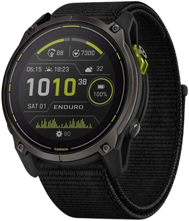 Garmin Enduro 3 Carbon Gray DLC Titanium with Black UltrafFit Nylon Strap