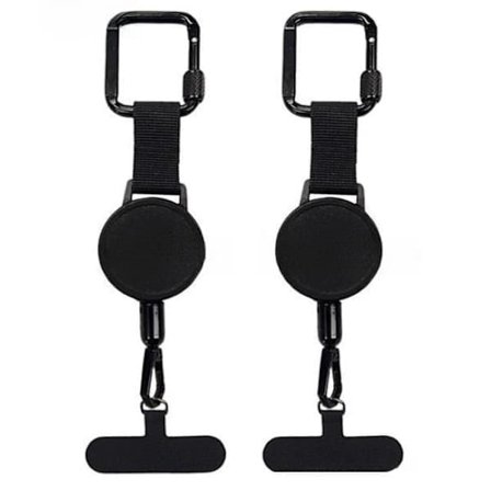 2-pakning uttrekkbar tyverisikker telefonholder, telefonstropp, sikkerhetsline for smarttelefon, belteklips