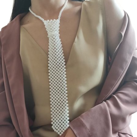 Dame Hul Vævet Perle Halskæde Halsbånd Perlebesat Smykker Skjorte Slips Krave