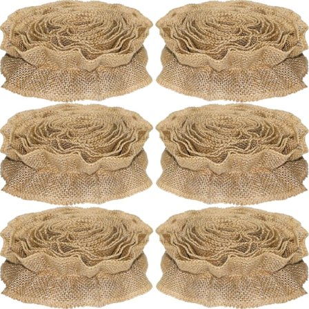 Juletræs Bånd Guirlande Sækkelærreds Bånd Guirlande 2,75 m * 6 ruller, Rustikke Bondehus Juletræsdekorationer, Jute Sækkelærredsstof