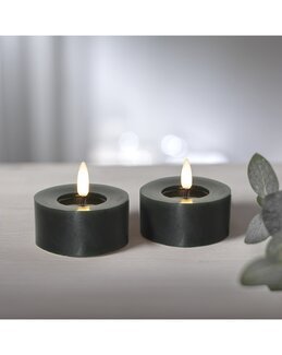 2 kpl paristokäyttöisiä lämpökynttilöitä LED Flamme Flow 7 x 5,5 cm Vihreä