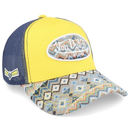 Von Dutch - Yellow - trucker - Cap - Oval Patch Navy/Yellow/Multicolor A-Frame Trucker - Hatstore