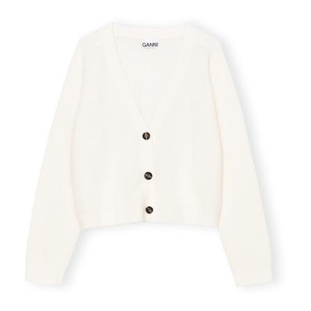 Ganni Soft Wool Cardigan Hvid, Dame Cardigans