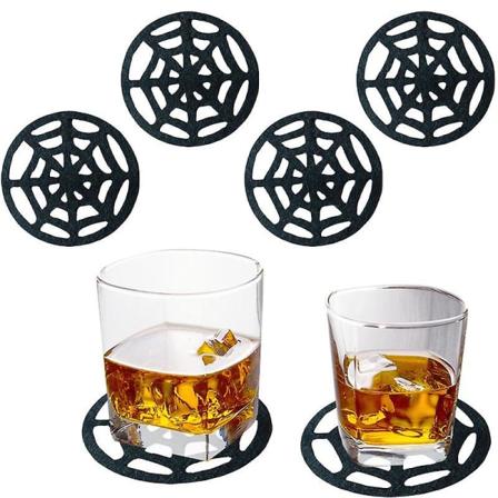 Halloween Coasters 4 kpl Hämähäkinverkko kuppityyny Halloween imukykyinen kupinpidike juomille Liukumaton Pullo Tarvikkeet Sisustus SPIDER