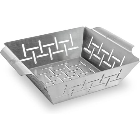 Ensiluokkainen ruostumattomasta teräksestä valmistettu grillikori voidaan käyttää vihanneskorina, kalan grillikorina ja grillauskulhona – kestävä ja 