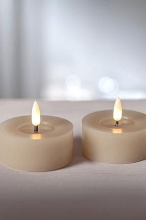 Jotex - Batteridrevet Telys ø 7 Cm 2-pakke Beige - FLOW - Kjøp Batterilys hos Jotex