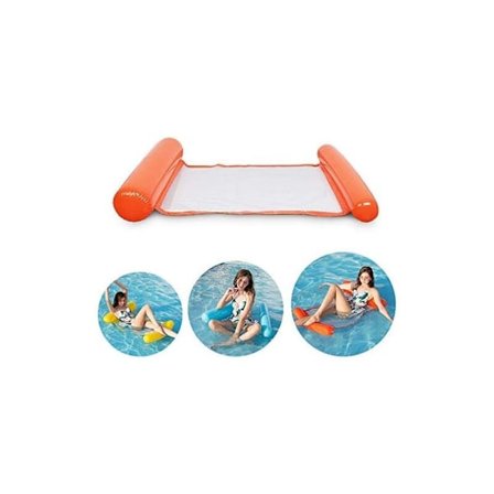 Uppblåsbar Badmadrass, Ultra Bekväm Vattenhängmatta med Nät, Uppblåsbar Huvud- och Fotdel Pool Hängmatta Vatten Luftmadrass Flytande Lounge Ch