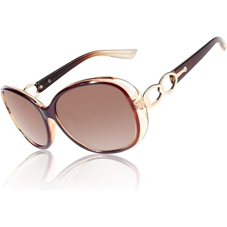 Solbriller Dame Polariserte Retro Designer Solbriller Store Innfatning Oversized Shades UV400 Beskyttelse
