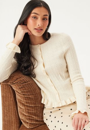 Pieces - Onlibi Ls O-neck Frill Cardi