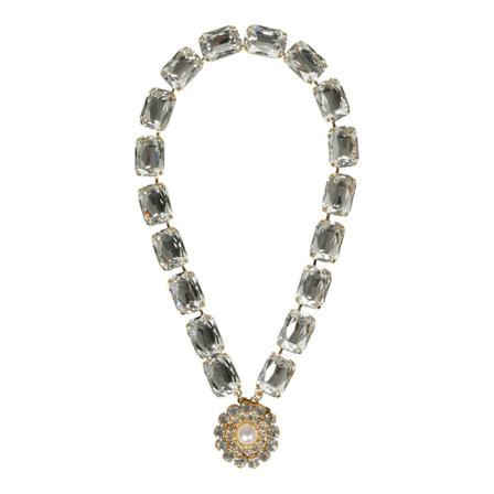 Alessandra Rich, Crystal Element Necklace Grijs, Dames, Maat:ONE Size