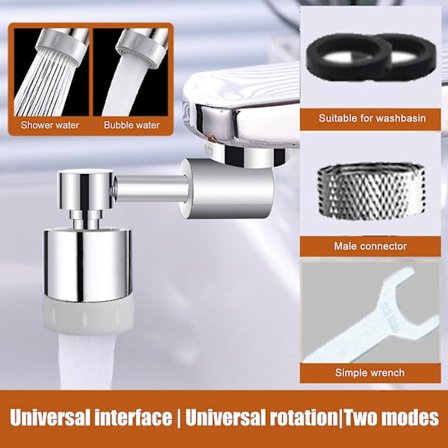 Universal 1080 Swivel Extension Faucet Aerator Rotate Robotic Arm Tap Extender Foldable Kitchen Sink Faucet
