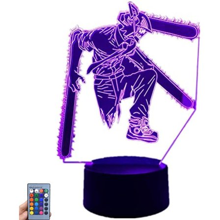 WJ Anime Chainsaw Man Denji 3D Illusion LED Natlampe Animationsfigur Modellampe Soveværelse Dekoration Atmosfærelampe Touch/Fjernbetjening