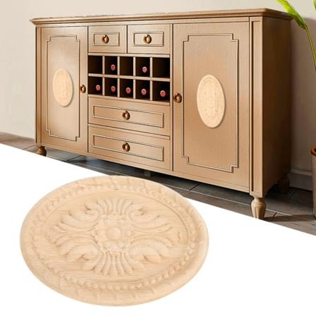 Trä snidade Onlay Applikation Oval Carving Dekal omålad hem