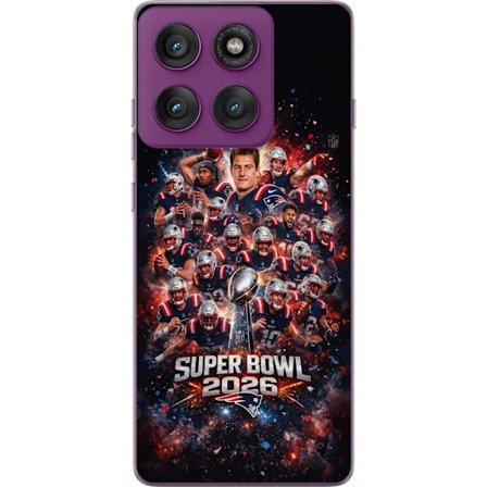 Kompatibelt Mobildeksel til Motorola Edge 60 Pro Super Bowl 2026 plakat med New England Patriots og NFL-trofe i eksplosiv sportsdesign