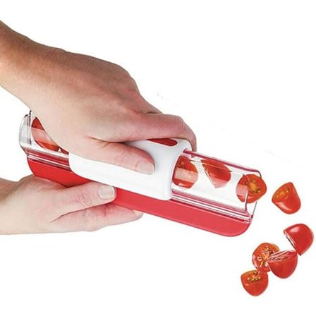 1 stk. rød, 20x7,5x7 cm, frugtslicer, tomat/drue/kirsebær sl