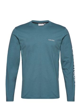 Sleeve Placement Logo T-Shirt T-shirts Long-sleeved Blå Calvin Klein