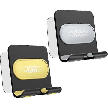 2 stk. Veggmontert Telefonholder Telefon Veggfeste med Selvklebende Stripe INGEN Boring Mobiltelefonstativ for Bad Soverom Kjøkken Kontor Kompatibel 