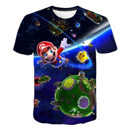 Super Mario 3D-printet T-skjorte for barn, gutteoverdeler - B[YD]