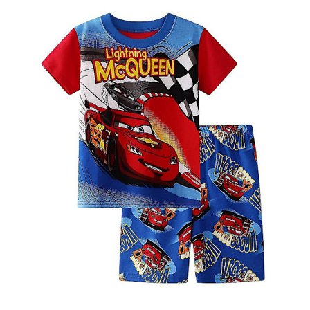 Lasten Piirretty Pyjama-asu Autot Salama McQueen Painettu Yläosa + Shortsit Yöasu Loungewear Uniasu Asusteet