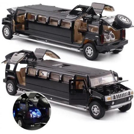 Høj Simulation 1:32 Alloy Hummer Limousine Metal Diecast Bilmodel Træk Tilbage Blinkende Musikalsk Børnelegetøj Køretøjer