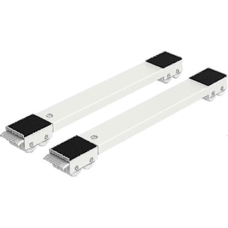 Sæt med 2 transportruller til vaskemaskine under chassis til vaskemaskine, køleskab, tørretumbler, fryser op til 300 kg, med 24 hjul, bremse, hvid