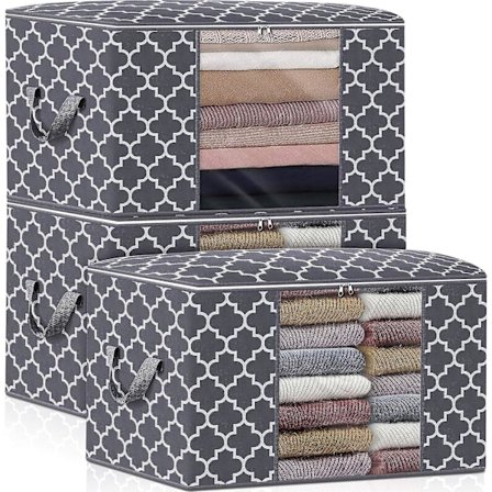 Säilytyspussit 100l 3 kpl Suuret peittojen ja vaatteiden järjestely- ja säilytysastiat vuodevaatteille, peitoille, kokoontaitettava järjestäjä 