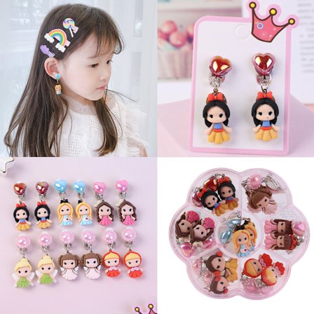 7 Par Clip-on Ørepynt for Barn uten Hull i Ørene, Studentgave Smykker Prinsesse Perle Ørepynt, Søte Clip-on Ørepynt for Barn